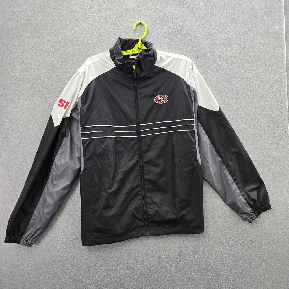 San Francisco 49ers Men Jacket L Black Embroidered Reebok Colorblock Team Logo